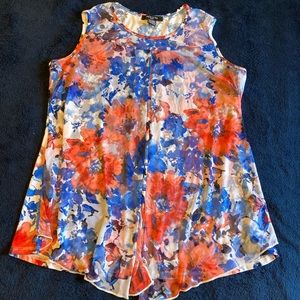 Gorgeous sleeveless work casual blouse 2x floral